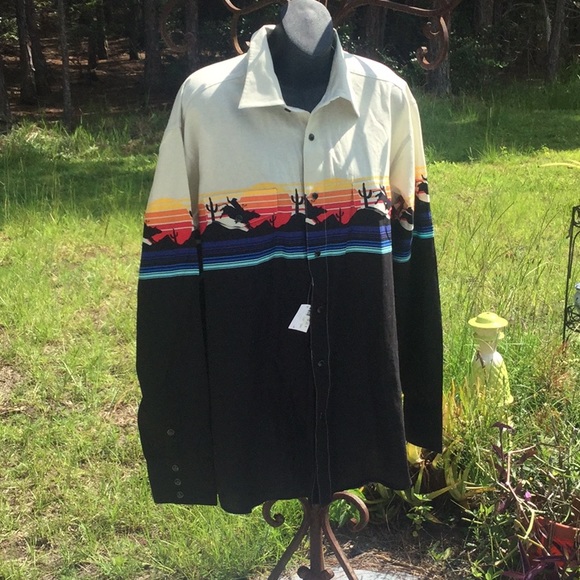 🤠 NWT Awesome Mens Unisex Fun Cowboy Style Shirt Sz Large Wardrobe Must Have🤠 - Picture 2 of 11